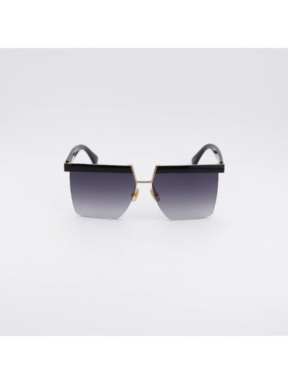 Max Mara MM0071 01A Sunglasses Shiny Black Square Frame, Smoke Lenses